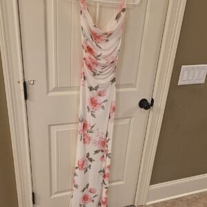 Windsor White Maxi Dress with Pink Floral Pattern